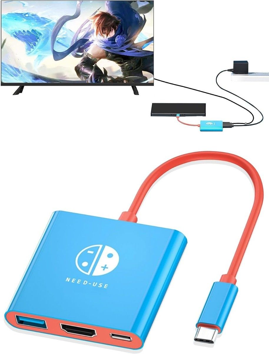 Switch ドック テレビ出力 3in1 変換アダプタ コンパクト 軽量 スリム HDMI スイッチ ニンテンドー 任天堂