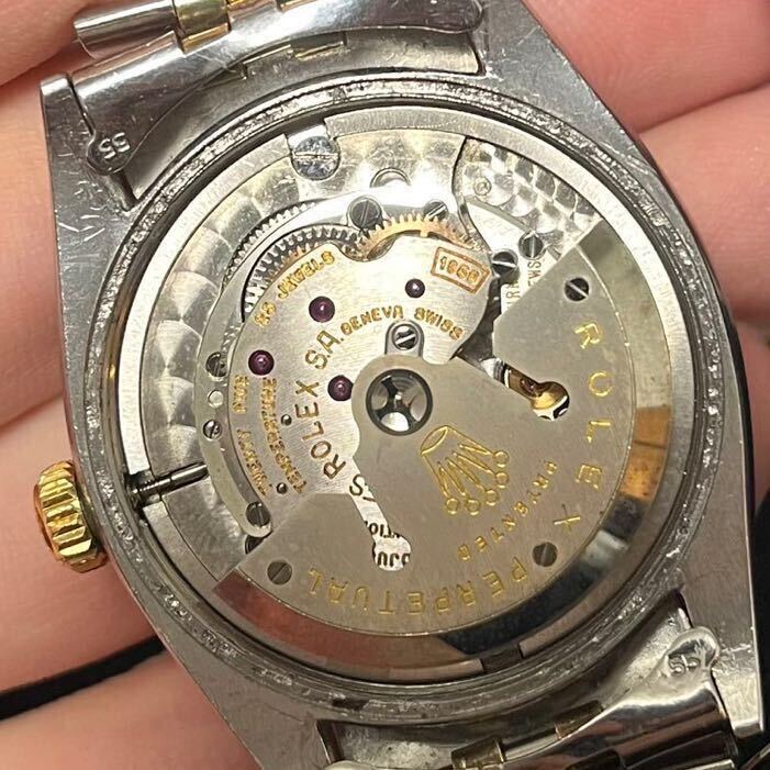 Rolex datejust 6605 ロレックス デイトジャスト コンビ cal 1066 黒 文字盤 ブラック ミラー ギルト ギャラクシー ダイアル 腕時計 稼働品の画像5