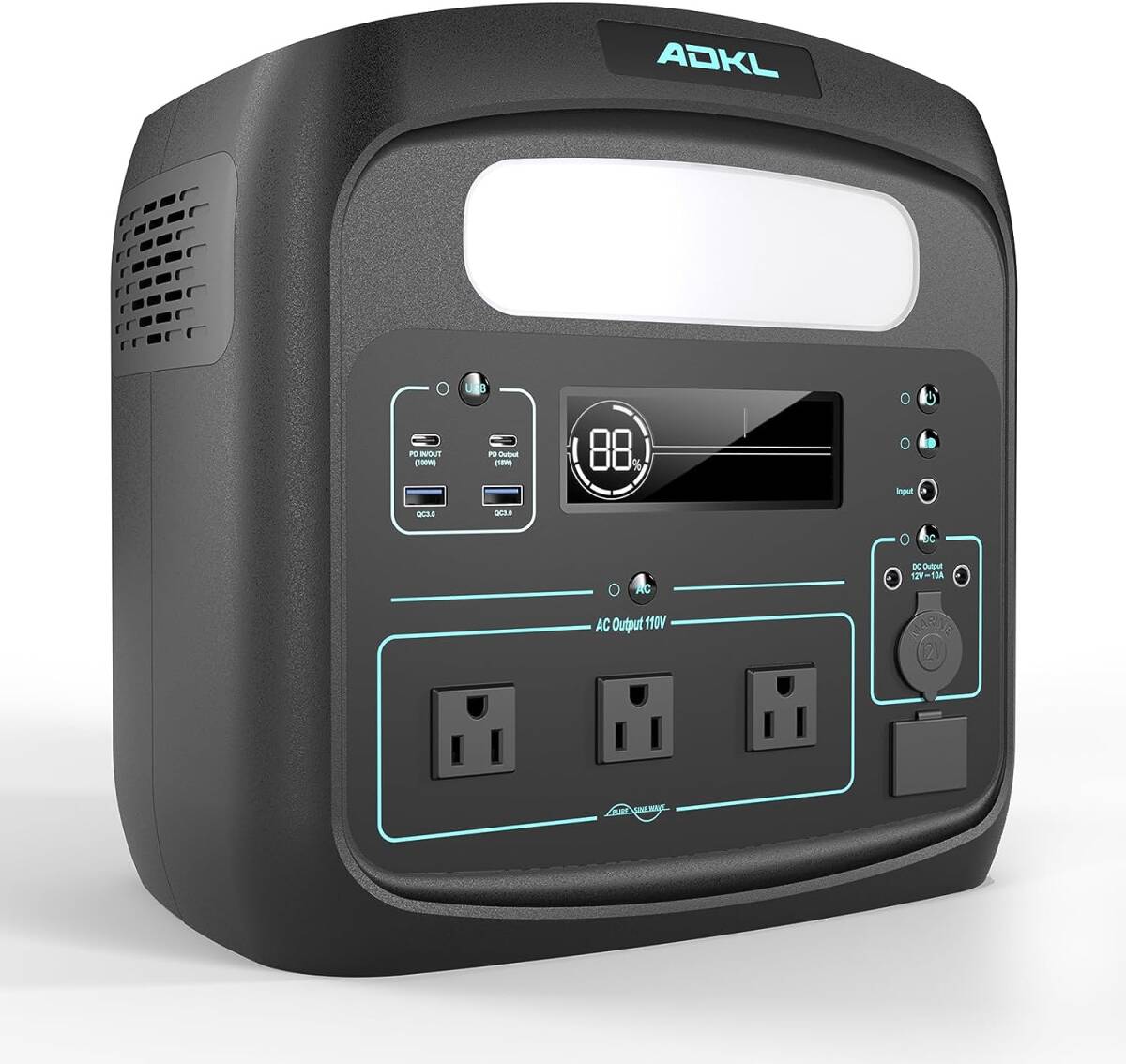 【新品未使用】ADKL ポータブル電源 大容量 400000mAh/1280Wh AC1200W（瞬間最大2400W）高速充電 リン酸鉄_画像1