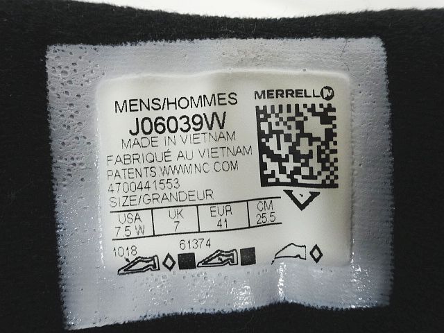 MERRELL メレル GORE-TEX ゴアテックス トレッキングシューズ スニーカー J06039W メンズ 25.5cm UK7 グレー系 の画像8