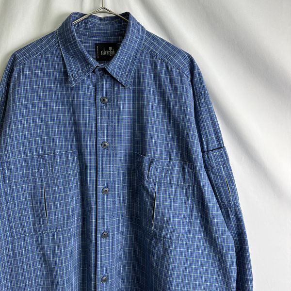 90s SILVER TAB ギミック ポケット チェック シャツ L ブルー コットン リーバイス シルバータブ Levi's 00s オールド ビンテージ