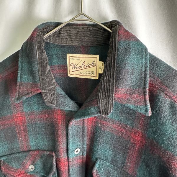 USA製 90s WOOLRICH オンブレ チェック ウール シャツ ジャケット XL ビッグサイズ シャドー ウールリッチ 80s 00s オールド ビンテージの画像5