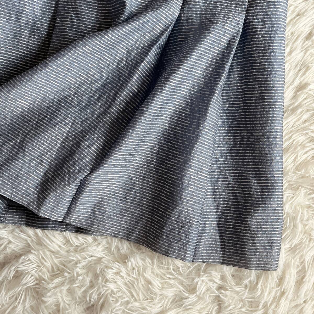 ② 日本製 レリアン Leilian シルク 絹 ジャガード タック スカート シルキー 大きいサイズ11の画像5