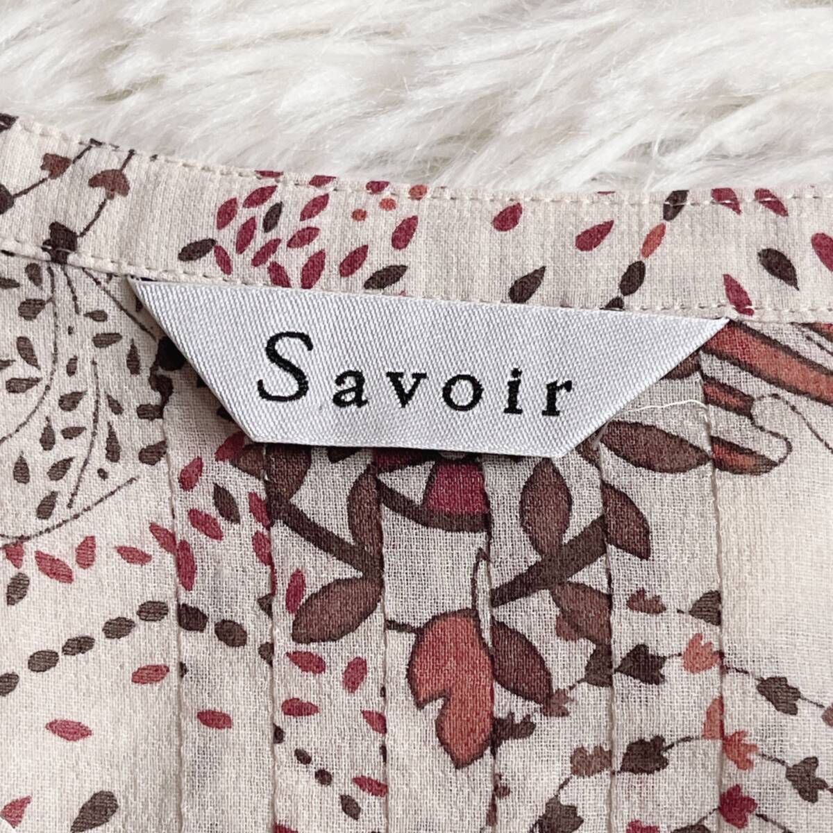 ① 三越伊勢丹扱い Savoir サヴォア リバティプリント タック シルク 絹 羽織 オーバー シャツ 大きいサイズLの画像8