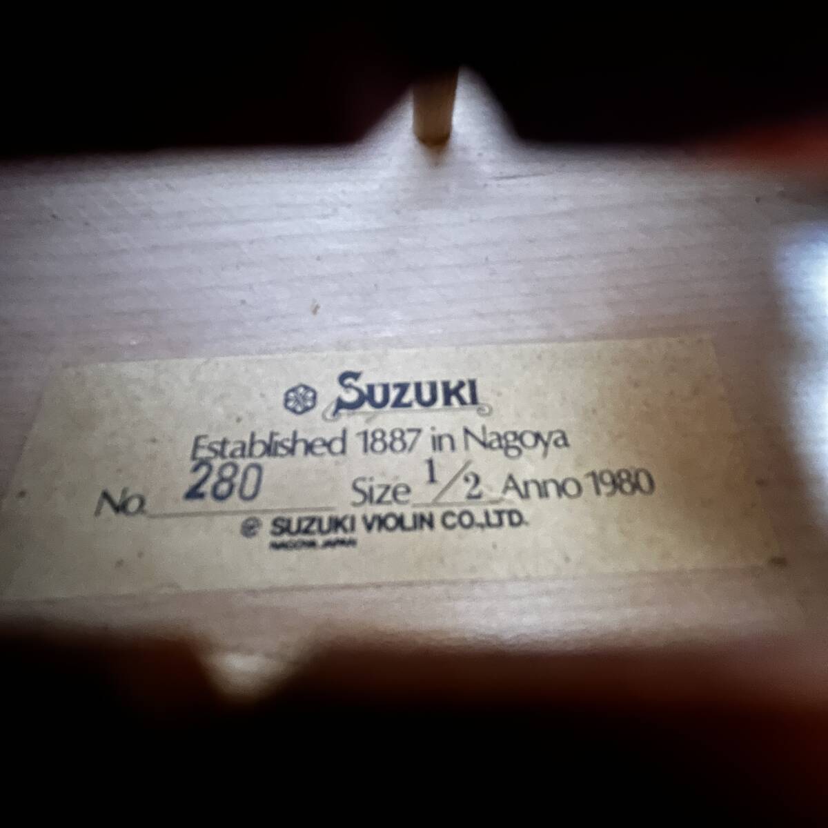 鈴木バイオリン No.280 1/2 Anno1980 ハードケース付き SUZUKI製弓付属 弦楽器/120サイズの画像3