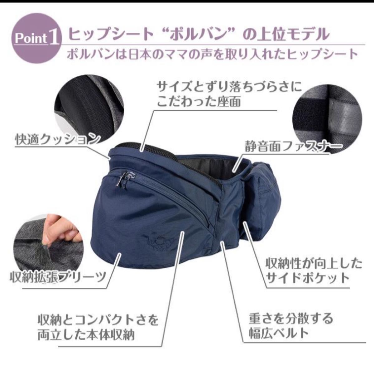 POLBAN ヒップシート 美品　ポルバン　ネイビー　 ウエストバッグ