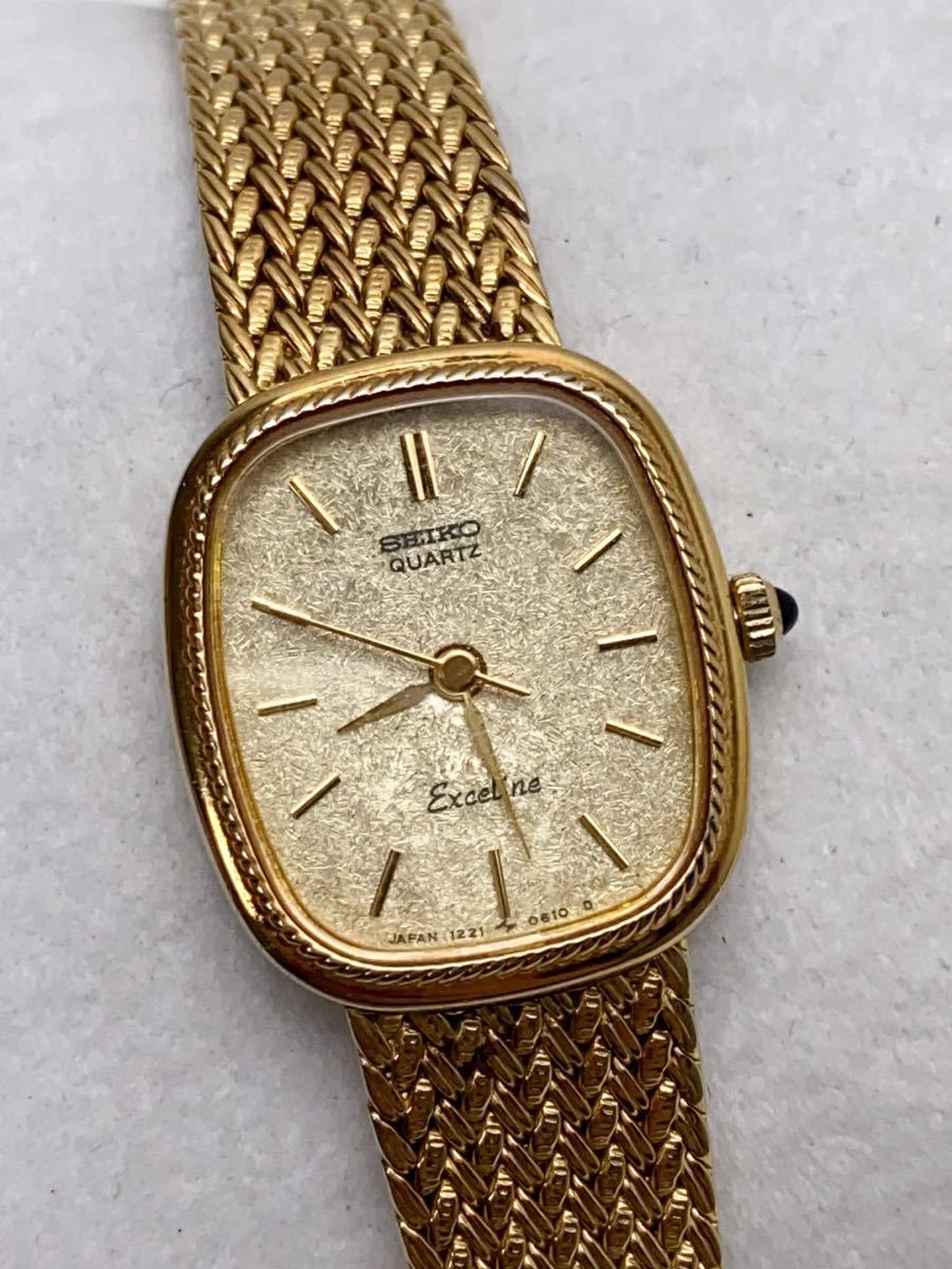 T958 SEIKO Seiko EXCELINE Exceline 1221-5410 кварц женские наручные часы Gold циферблат 