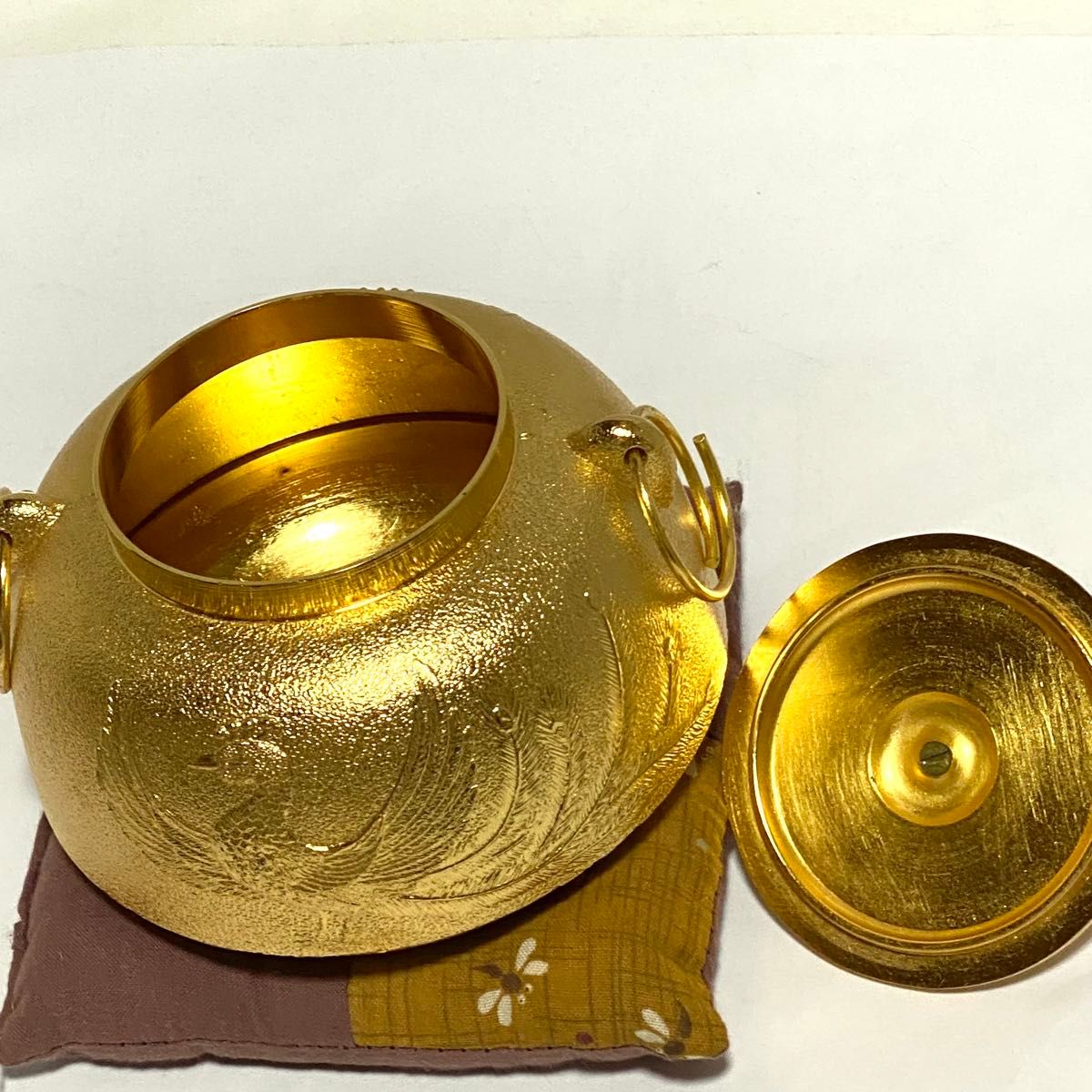 天皇陛下居 宝祚五十年奉祝 茶釜 鳳凰 24KGP ゴールド 金 茶道具