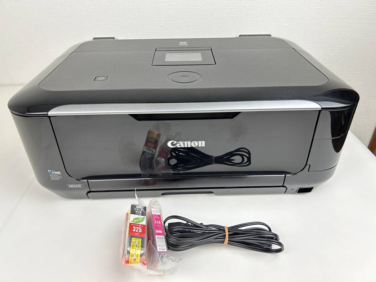 [動作品&美品] ★早いもの勝ち★ Canon キャノン インクジェットプリンタ PIXUS MG6230 BK ブラック A4対応 互換インク付き_画像1