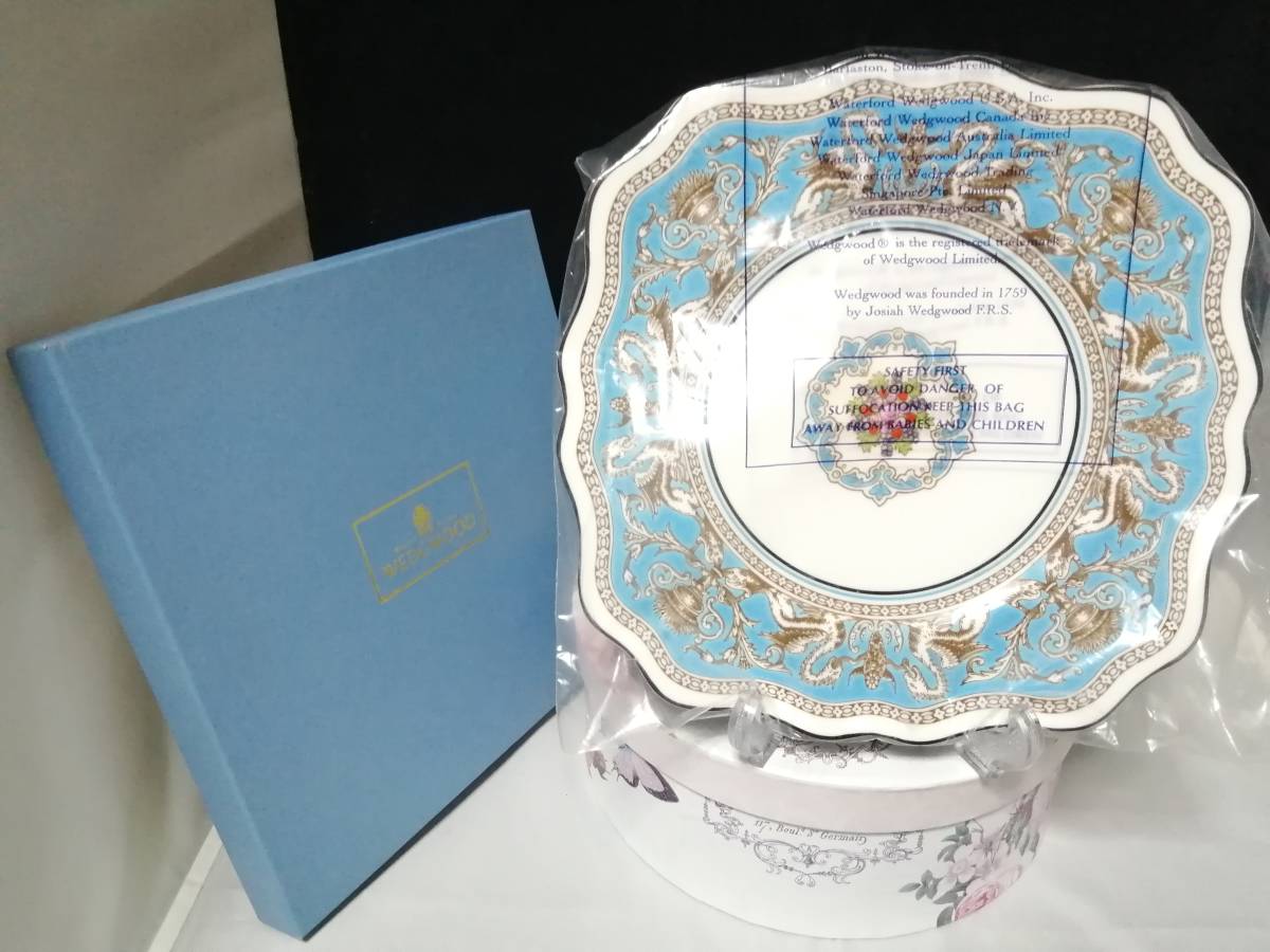 壺印 21CM 新品未使用◇自宅保管 ウェッジウッド フロレンティーンターコイズ プレート WEDGWOOD ※化粧箱あり_画像1