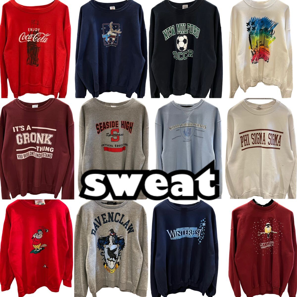 USA古着卸 洗濯済 スウェット 12着 セット まとめ売り sweat プリントスウェット ロゴ 1円スタート 卸売 アメリカ古着 plywood13_画像1