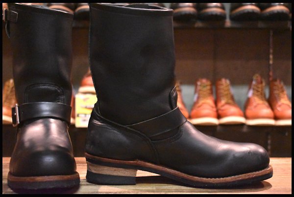 【10D 良品 09年】レッドウィング 2268 エンジニア 黒 ブラッククローム スチールトゥ 編み上げ レースアップ ブーツ redwing HOPESMORE_画像2