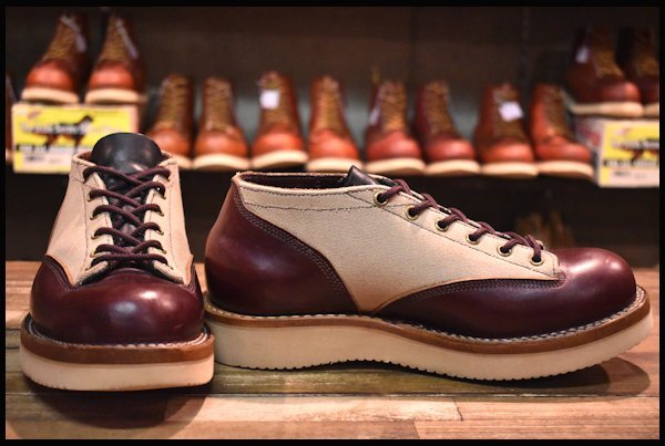 【UK8 良品】VIBERG ヴァイバー オックスフォードLTT ブラウン×クリームキャンバス ローカット ツートン ヴァイバーグ ブーツ HOPESMORE_画像2