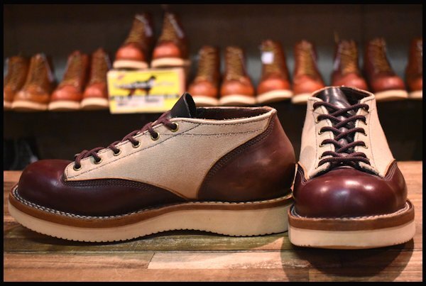 【UK8 良品】VIBERG ヴァイバー オックスフォードLTT ブラウン×クリームキャンバス ローカット ツートン ヴァイバーグ ブーツ HOPESMORE_画像1