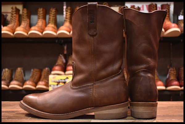 [12D superior article 03 year ] Red Wing 1155pekos tea Brown bell burr tongue long pull on boots redwing pecos HOPESMORE