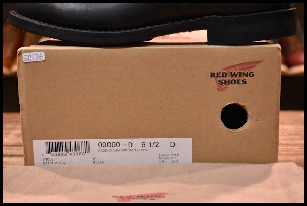 【6.5D 箱付 美品 15年】レッドウィング 9090 ジラード 黒 ブラック フェザーストーン モックトゥ レースアップ ブーツ redwing HOPESMORE_画像9