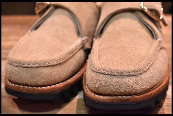 【7E 良品】RUSSELL MOCCASIN ラッセルモカシン モンクストラップブーツ ララミースエード ベージュ シャークソール 短靴 HOPESMORE_画像5