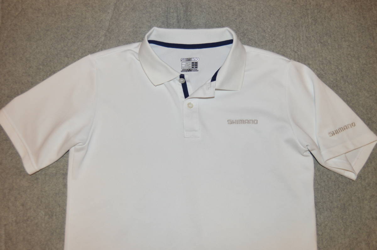 ◆美品 シマノ SHIMANO SH‐074R ポロシャツ 半袖 白 アジアサイズM ポリエステル100_画像2