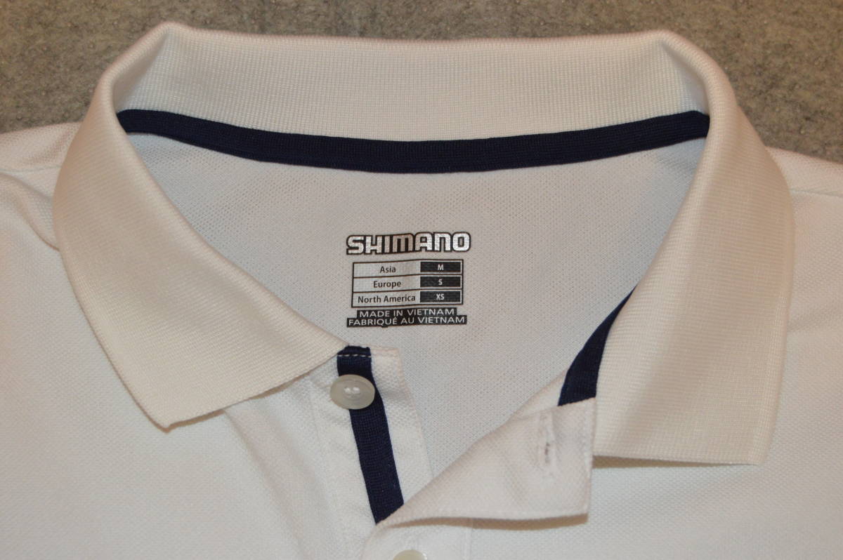 ◆美品 シマノ SHIMANO SH‐074R ポロシャツ 半袖 白 アジアサイズM ポリエステル100_画像3