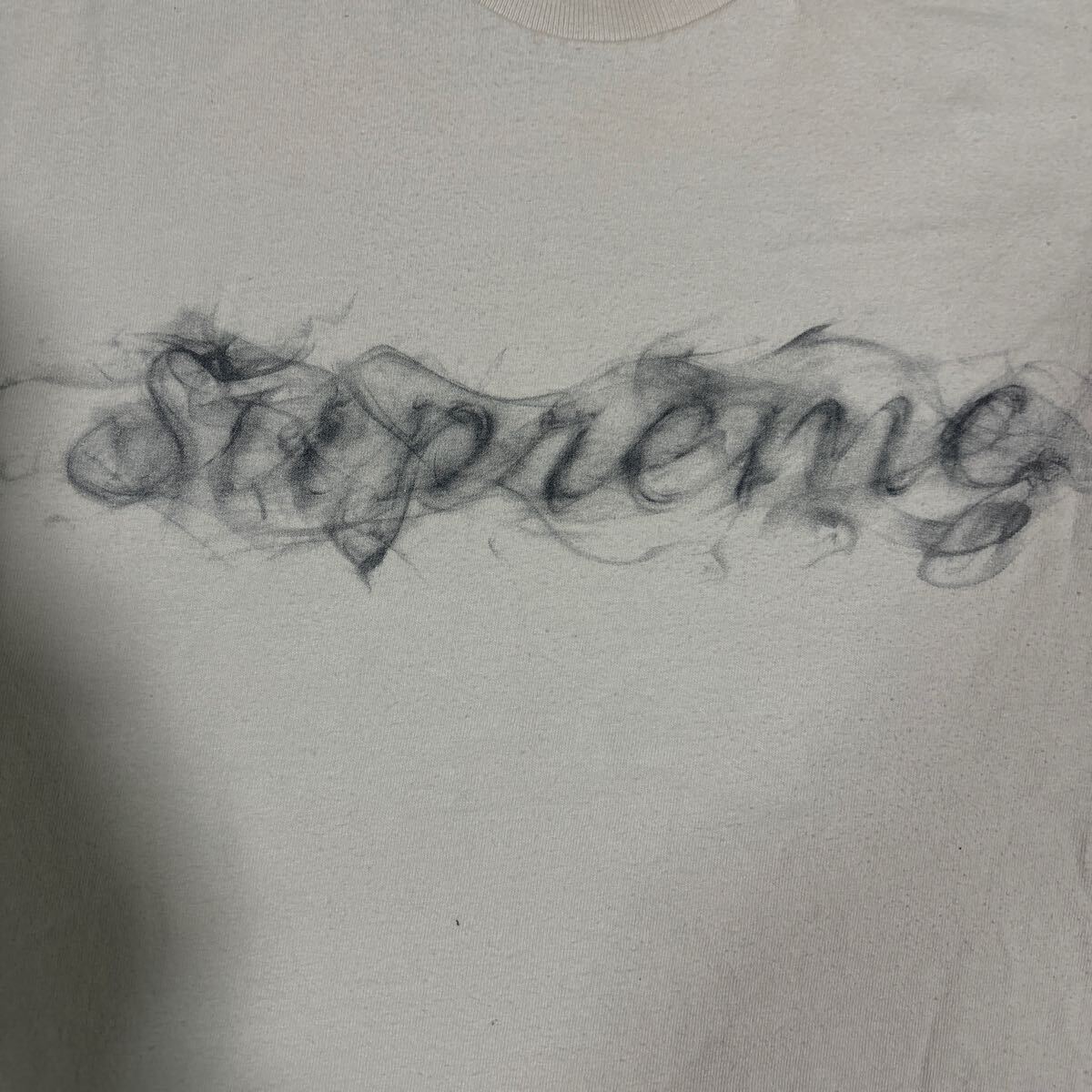Supreme スモーク ロゴ Tシャツ Mアイボリー レア Tee_画像2