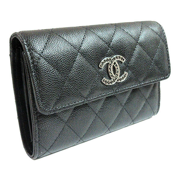 ≪新品≫シャネル CHANEL COCOシャネル ミディアム フラップ ウォレット 中財布 ココ ブラック 黒 シルバー金具 AP3829 B15620 94305_画像2