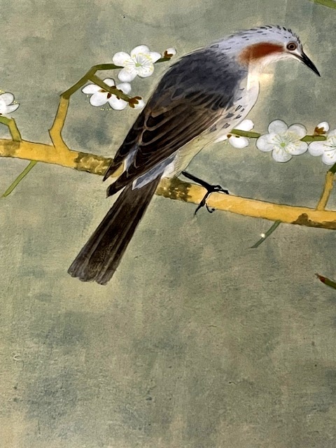 日本画　中村白玲　「早来」額装品　共シール付き　真作/　巨匠　鳥