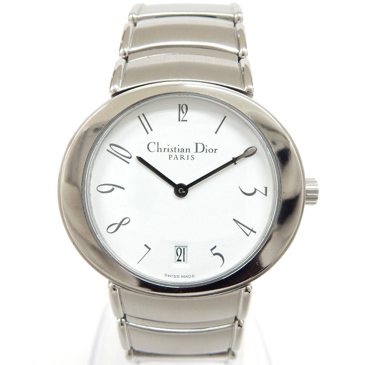 SA63■ [送料無料/中古美品] ディオール Christian Dior クォーツ腕時計 D77-100 ホワイト×シルバーの画像2