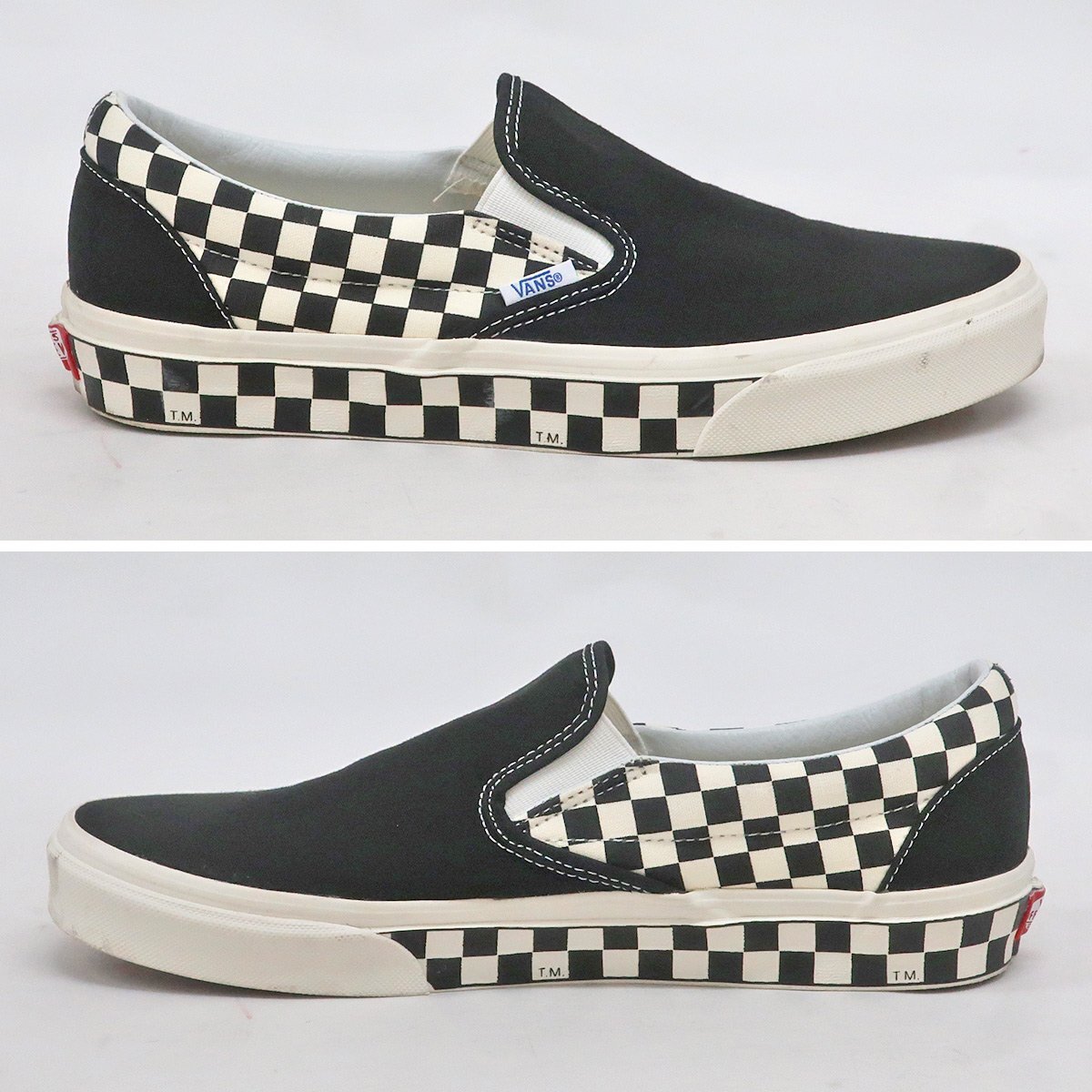 TH83 [送料無料/中古品] バンズ VANS クラシック スリッポン チェッカー US9.5(27.5cm) ブラック_画像3