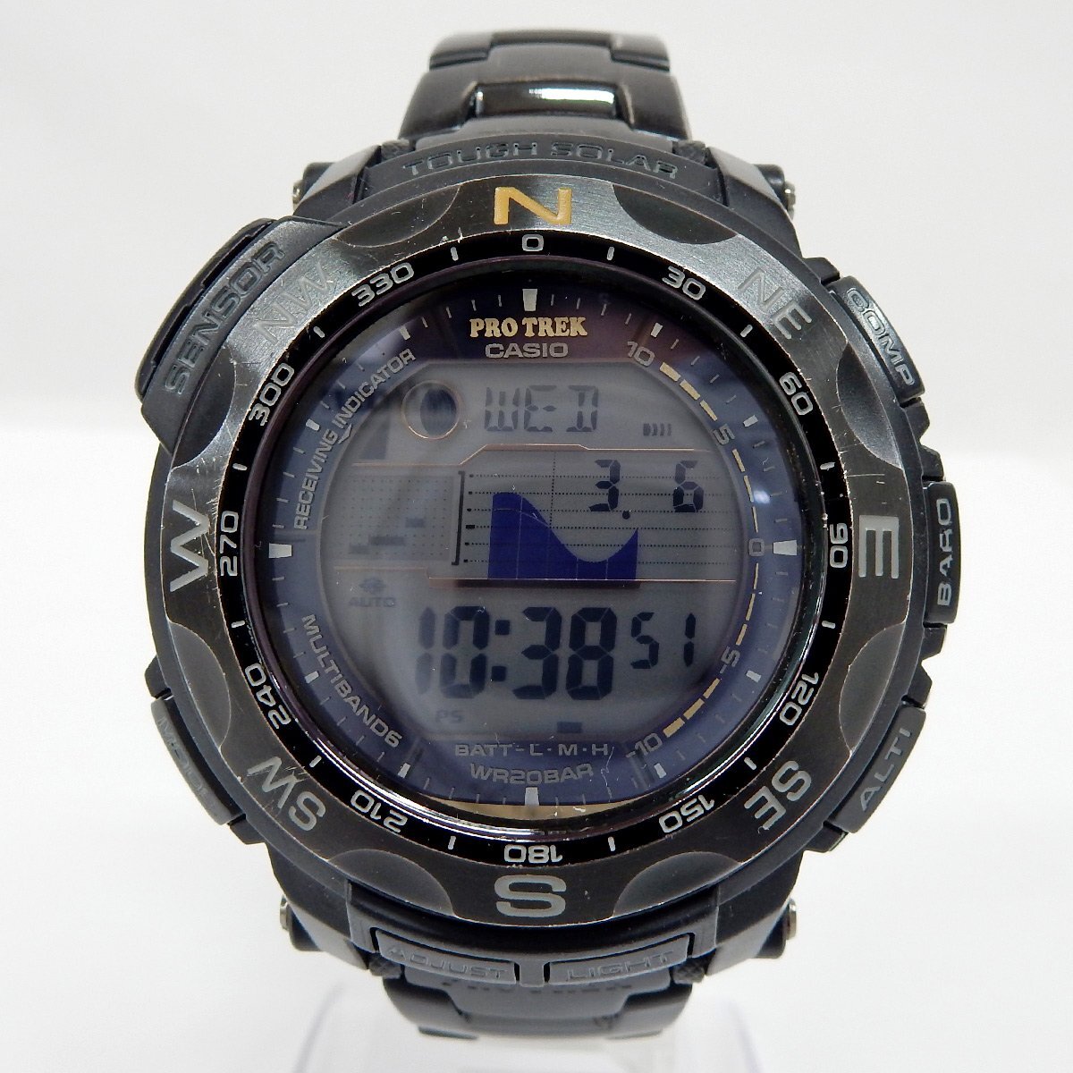 SA81 [送料無料/中古良品] CASIO カシオ PRO TREK プロトレック ソーラー電波腕時計 PRW-2500YT-1JF ブラックの画像2