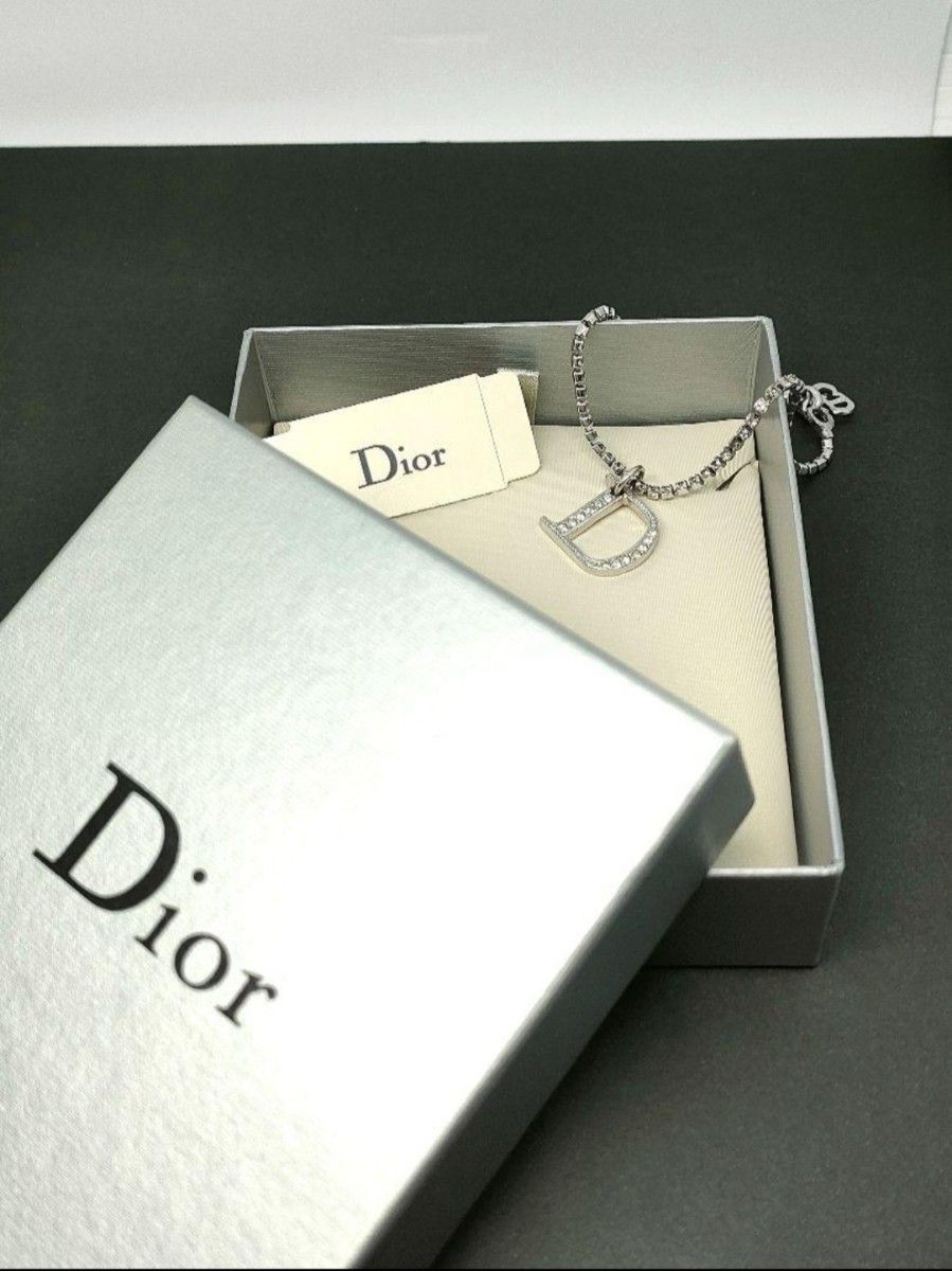 【Christian Dior】ラインストーンブレスレット　シルバー