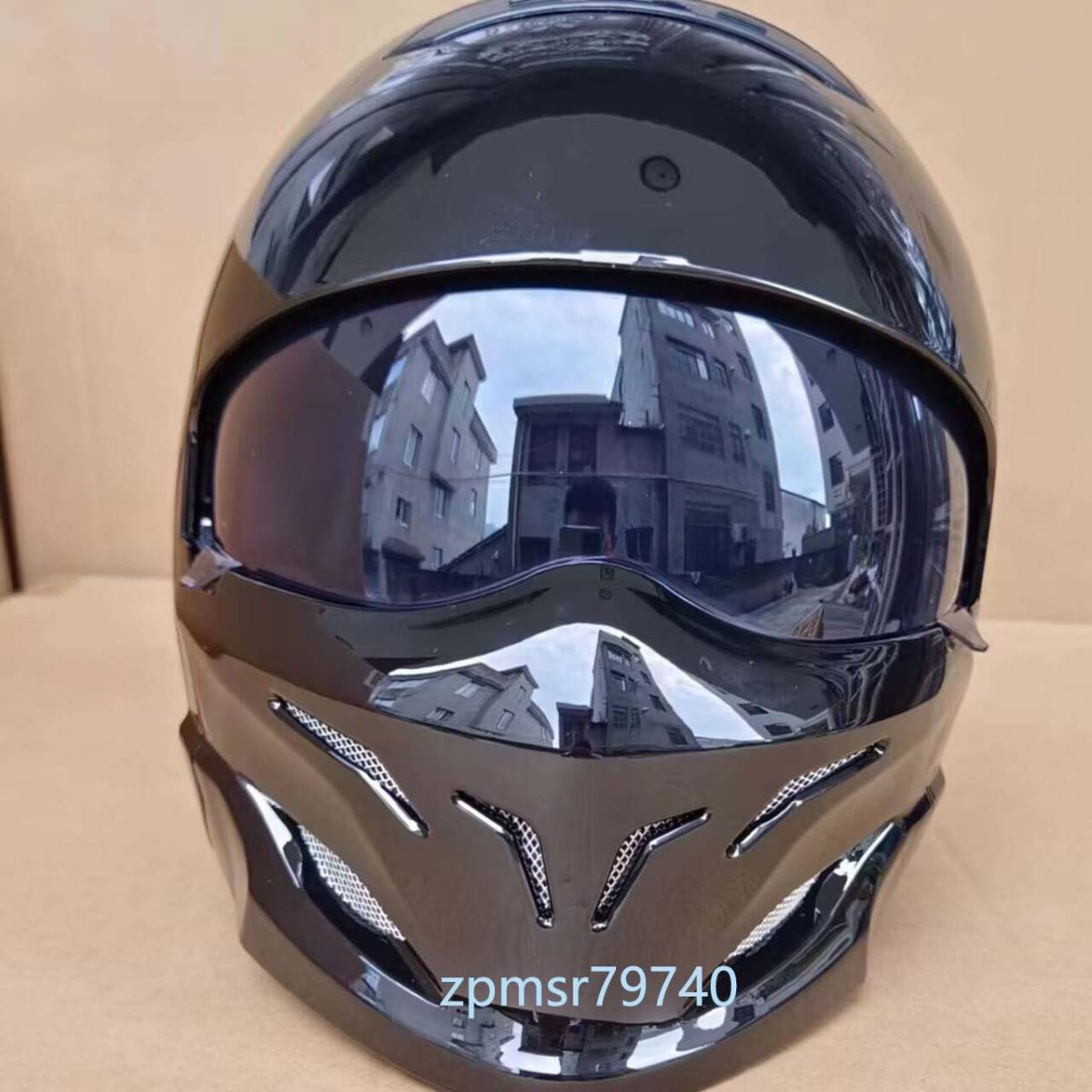 フルフェイスヘルメット スコーピオン風ヘルメット ジェットヘルメット ハーレーヘルメット M～XXLサイズ選択可 艶黒 多機能 変身の画像3