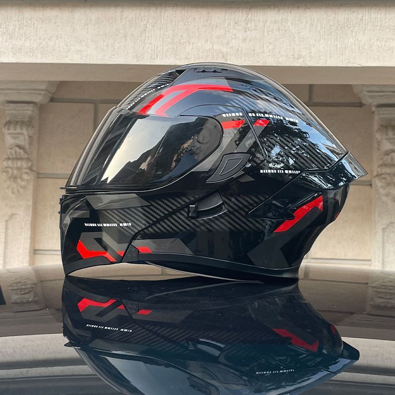 格安　バイク　オンロード　フルフェイスヘルメット　ダブルシールド　　インナー丸洗い可能　 黒＆赤　M～XXLサイズ選択可　XL_画像2