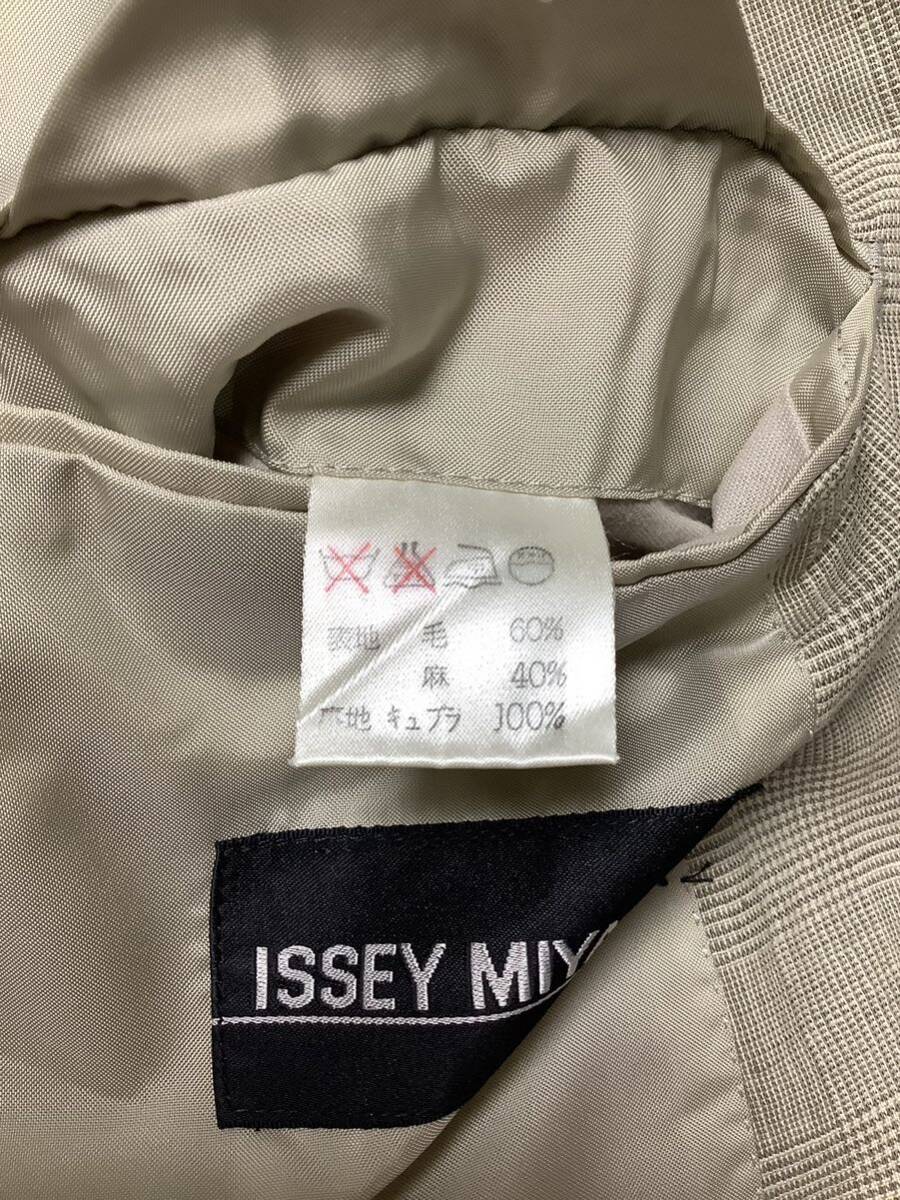 issey miyake イッセイミヤケ　リネン混ウールジャケット　ダブル テーラードジャケット モード　デザイナーズ　メンズ　古着　レトロ_画像8