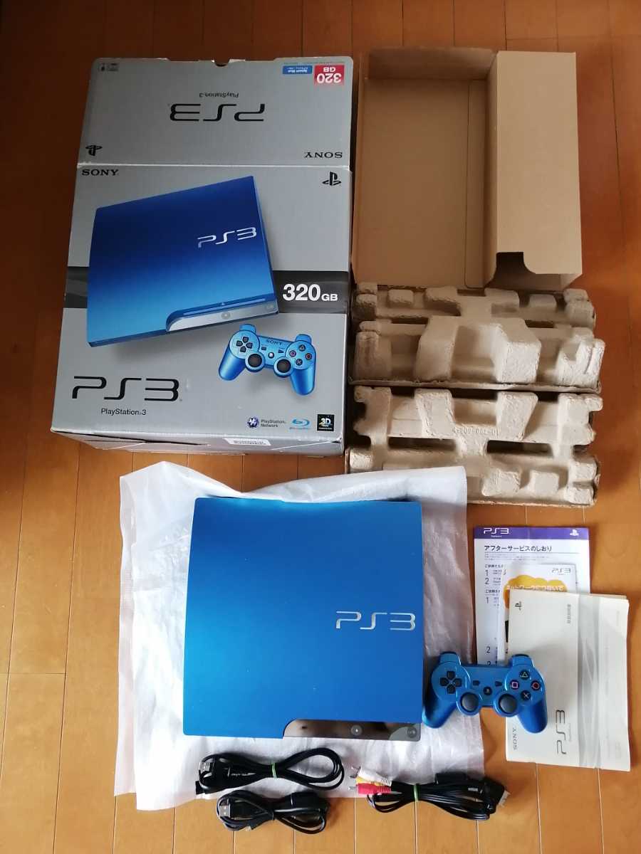 美品 PS3本体 PlayStation3 PS3 CECH-3000B SB スプラッシュブルー 青 プレイステーション3 SONY 動作確認済 最新アップデート CECH3000BSB_画像1