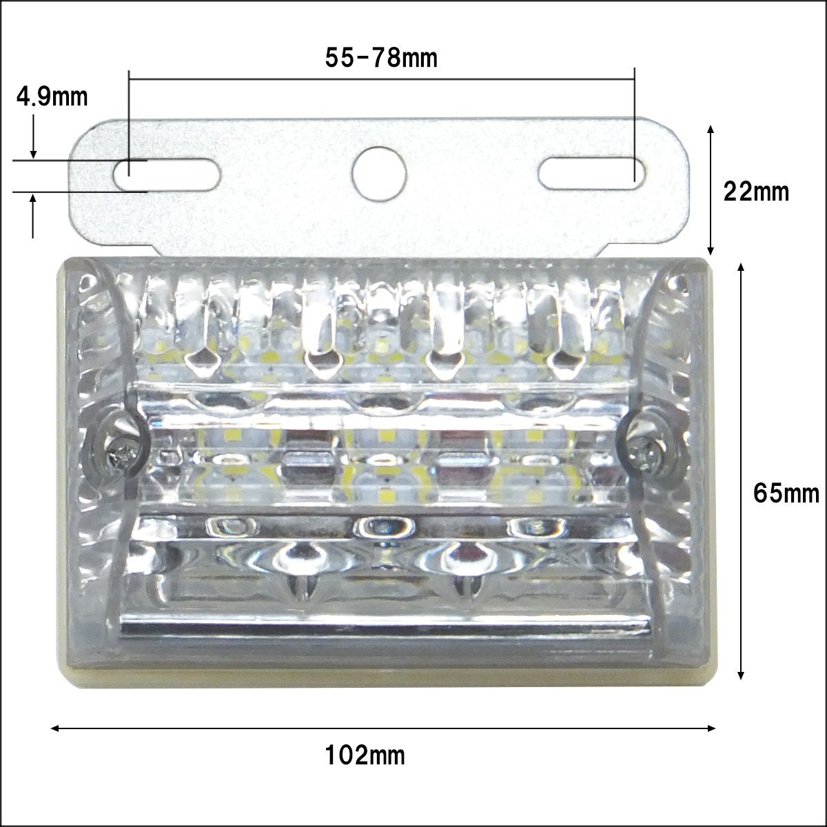 24V 角型 LED ダウンライト付 サイドマーカー アンダーライト 汎用 白 ホワイト 10個 路肩灯 [2] /22Дの画像2