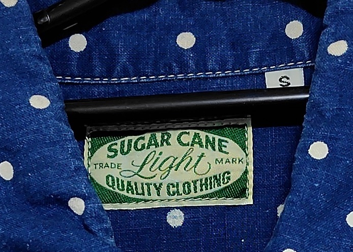シュガーケーンライト インディゴドット柄 長袖ワークシャツ Sサイズ sugar cane light_画像3