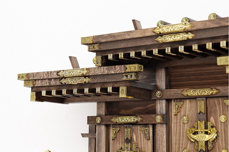 神棚 モダン 三社 屋根違い 寿福宮 家具調仕上げ 限定作成 リモコン LED灯篭 鳥居 付き 神棚セット ご神前 神具セット 家具調モダン神棚_画像6