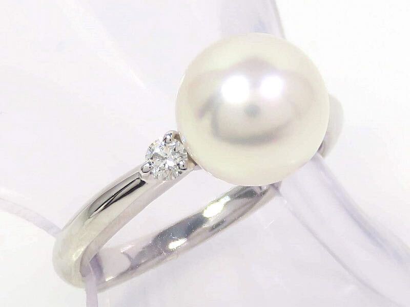 TASAKI タサキ Pt900 パール8.6mm ダイヤモンド 0.09ct リング プラチナの画像6