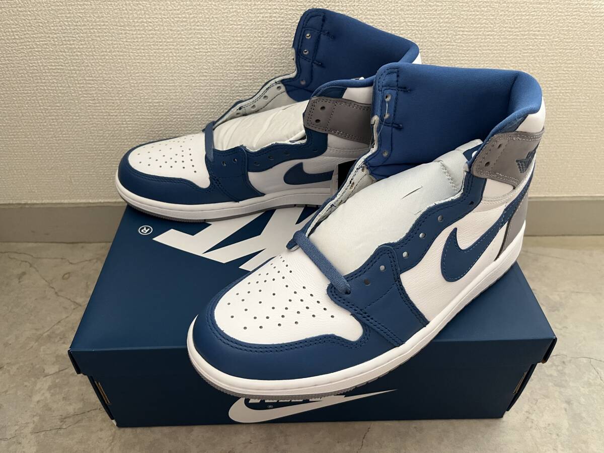 US9.5 27.5cm 未使用品 NIKE AIR JORDAN 1 RETRO HIGH OG TRUE BLUE DZ5485-410 ナイキ エアジョーダン1 レトロ トゥルーブルー ホワイト_画像1