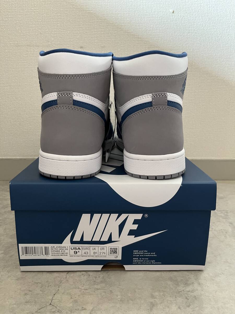 US9.5 27.5cm 未使用品 NIKE AIR JORDAN 1 RETRO HIGH OG TRUE BLUE DZ5485-410 ナイキ エアジョーダン1 レトロ トゥルーブルー ホワイト_画像3