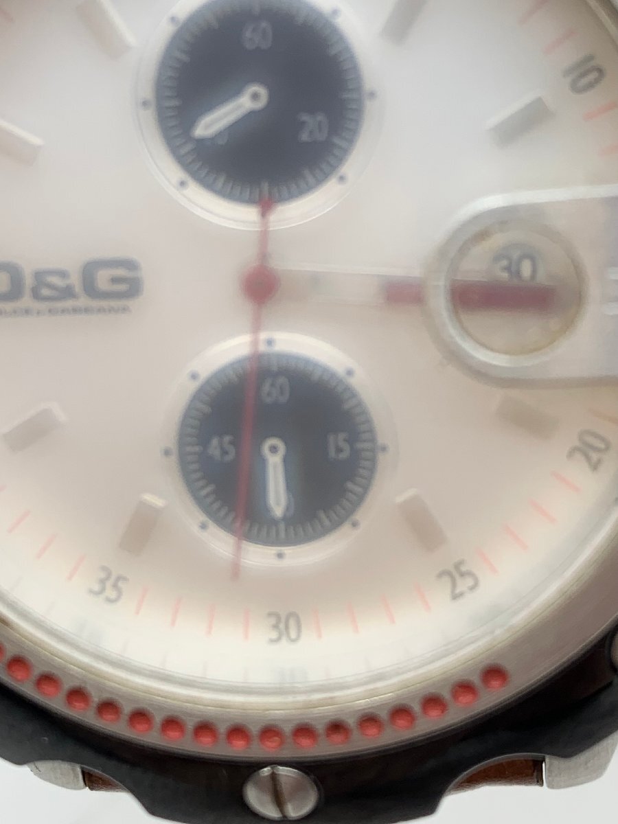 【稼働品/難あり】ドルチェ＆ガッバーナ D＆G クロノグラフ デイト メンズ 腕時計 DW0365 レザーベルト 電池交換済みの画像6