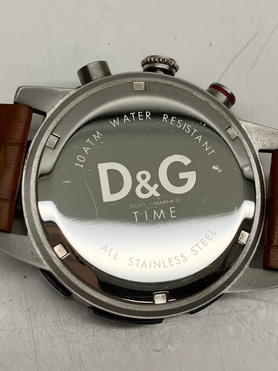 【稼働品/難あり】ドルチェ＆ガッバーナ D＆G クロノグラフ デイト メンズ 腕時計 DW0365 レザーベルト 電池交換済みの画像8