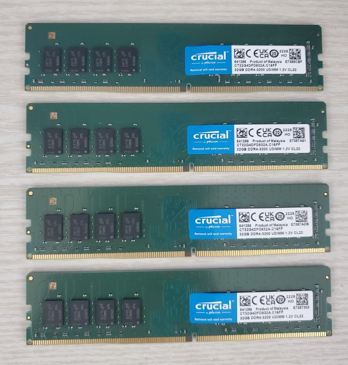 Crucial DDR4 3200 128GB (32GB×4) RAM デスクトップ用メモリ 動作確認済み