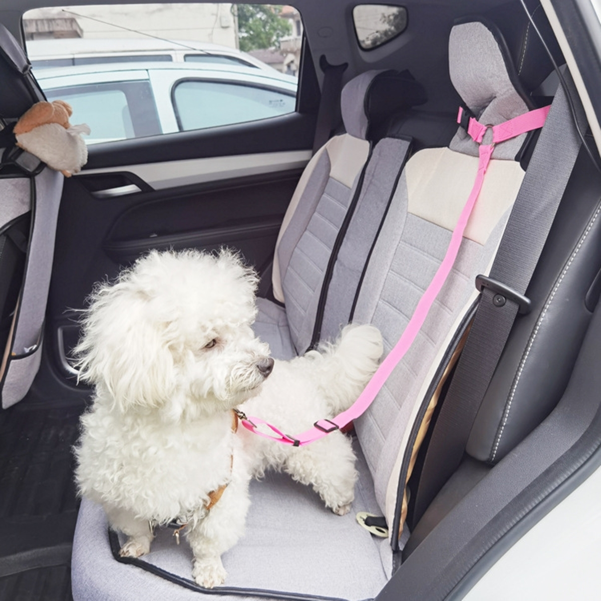 犬 シートベルト ハーネス リード 車 ペット ドライブ 車内 犬用 ヘッドレスト 大型犬 小型犬　02ka_画像4