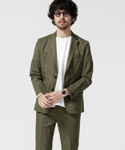 美品 nano universe スーツ セットアップ 無地 緑 グリーン サイズ XL ジャケット パンツ l スラックス ナノ ユニバース 6749118026 カーキ_画像4