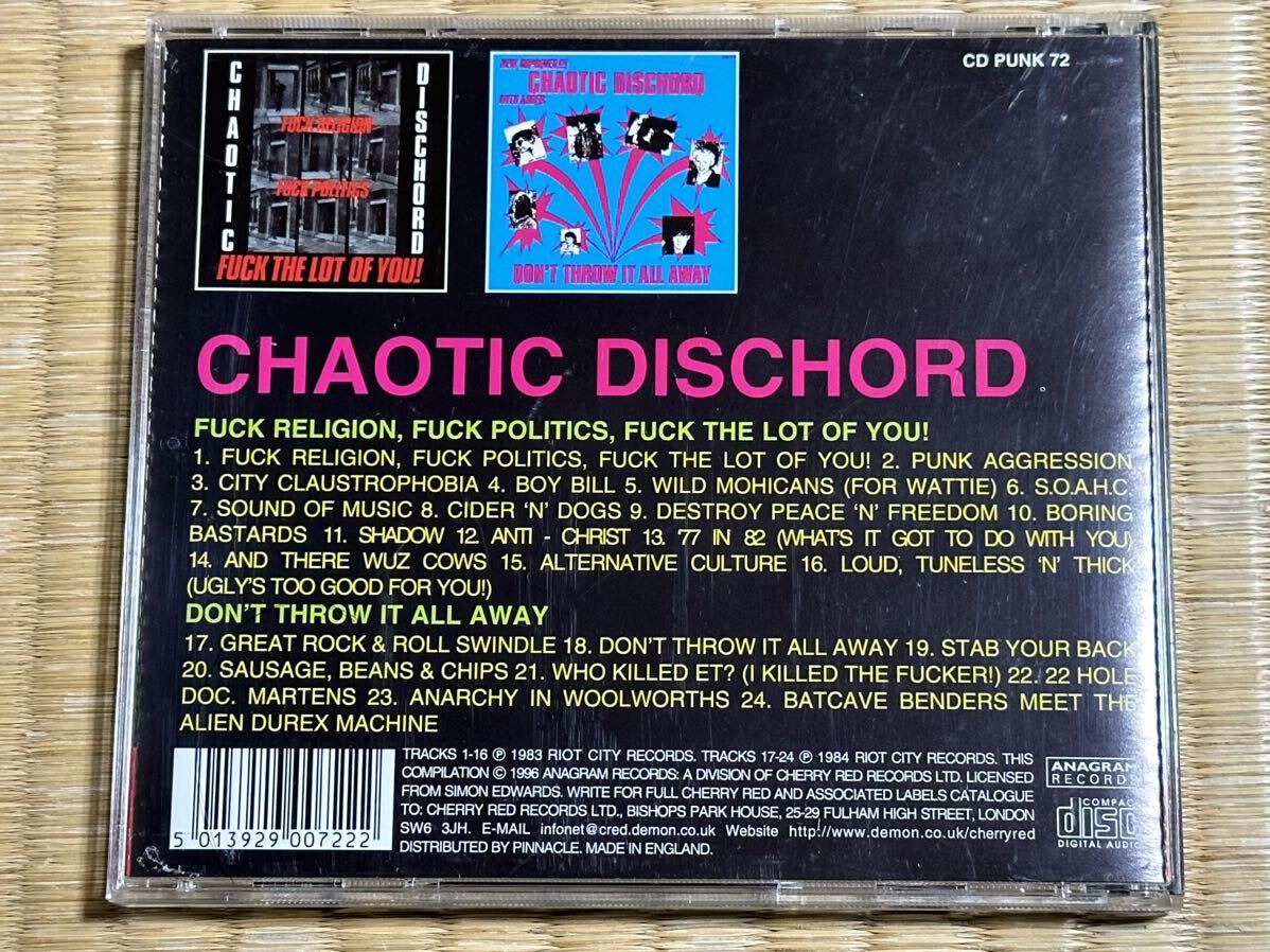 CHAOTIC DISCHORD 80s UK Hardcore パンク天国 Oi ハードコア Disorder Chaos UK RIOT CITY 