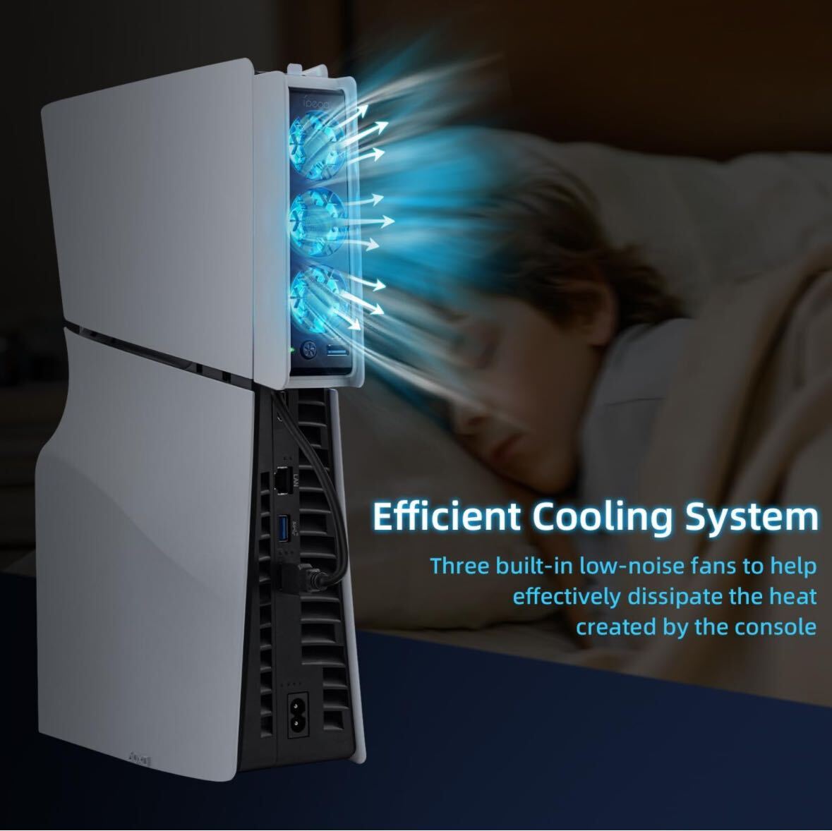 ③ 新型 PS5 Slim用 冷却ファン ディスク/デジタル版対応 スマート温度制御 冷却装置 放熱対策-ブラック_画像4