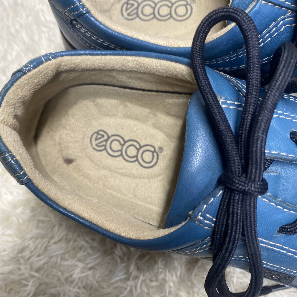 ECCO eko - leather shoes race up leather sneakers business shoes man and woman use walking shoes blue 24cm EEE