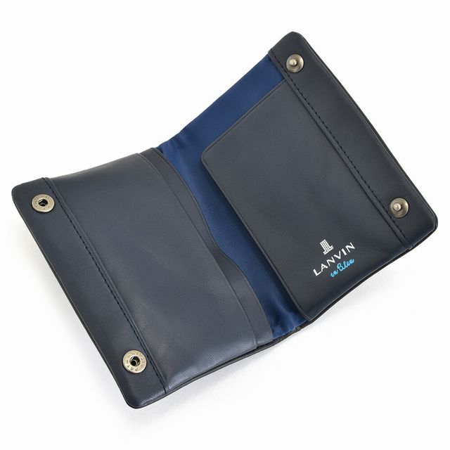◆F75 新品 定価8,800円 ランバン オン ブルー LANVIN en Bleu 牛革 名刺入れ カードケース 黒 ブラックの画像3