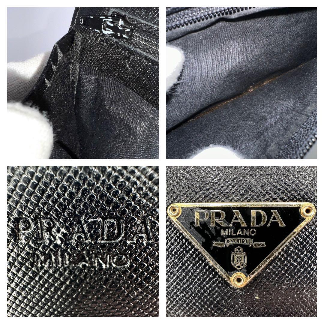 PRADA プラダ 長財布 ロゴプレート ロゴ金具 サフィアーノレザー ブラックの画像10